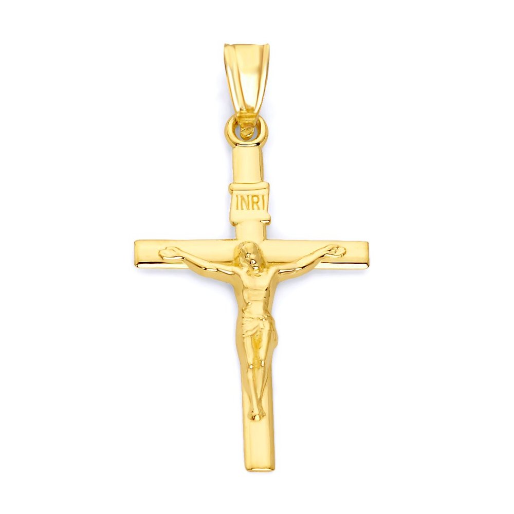 Solid 10k Gold Crucifix Pendant Necklace - Religious Jewelry